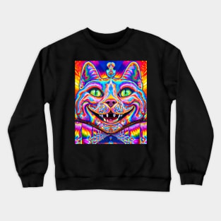 Kosmic Kitty (7) - Trippy Psychedelic Cat Crewneck Sweatshirt